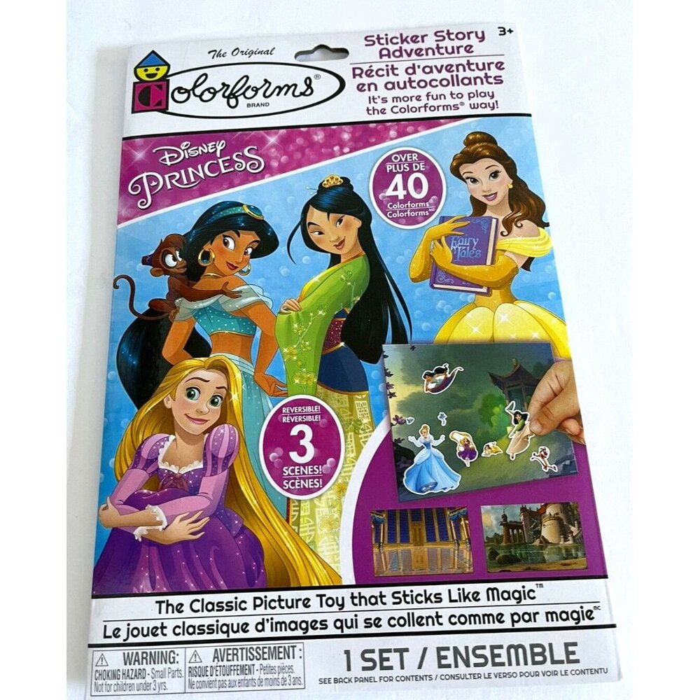 Colorform Disney Princess Sticker Story Adventure Belle Rapunzel Mulan Jasmine